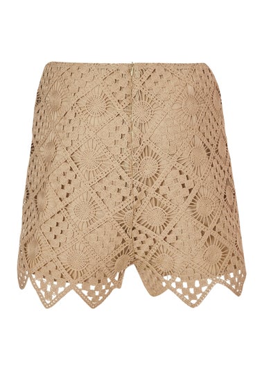 Quiz Khaki Crochet Shorts