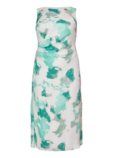Quiz Multi Curve Satin Marble Print Midaxi Dress