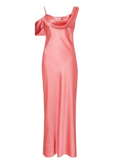 Quiz Coral Satin Drop Shoulder Maxi Dress