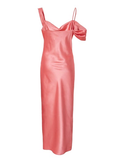 Quiz Coral Satin Drop Shoulder Maxi Dress