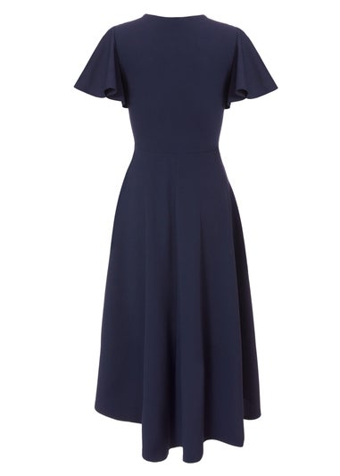Quiz Navy Dip Hem Midi Dress