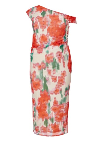 Quiz Multi Curve Floral Smudge Midaxi Dress