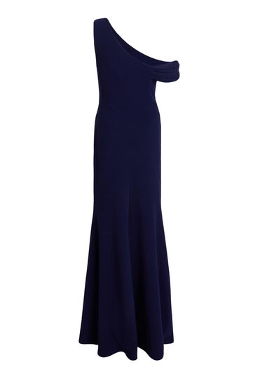 Quiz Navy Petite Asymmetric Maxi Dress
