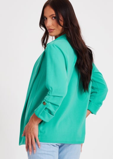 Quiz Green Ruched Sleeve Blazer