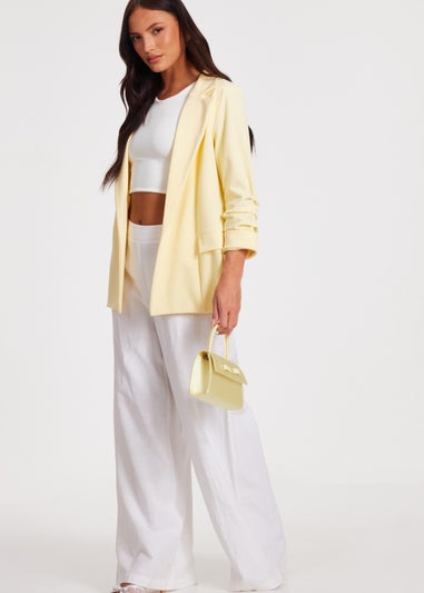 Quiz Yellow Ruched Sleeve Blazer