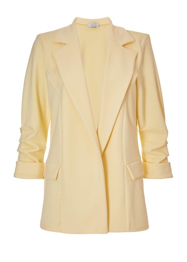 Quiz Yellow Ruched Sleeve Blazer