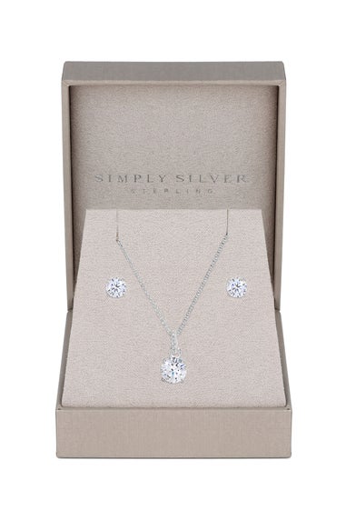 Simply Silver Sterling Silver 925 Cubic Zirconia Classic Round Stud Set Gift Boxed
