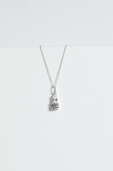 Simply Silver Sterling Silver 925 Cubic Zirconia Double Drop Pendant