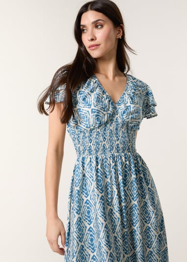 Blue Vanilla Blue Double Frill Shirred Midi Dress