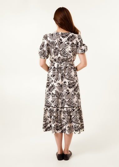 Blue Vanilla Black Coconut Button Front Midi Shirt Dress
