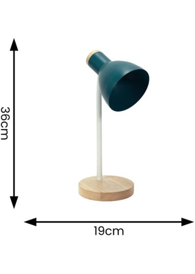 ValueLights Woody  Blue Table Lamp with Tapered Shade (36cm x 19cm x 14cm)