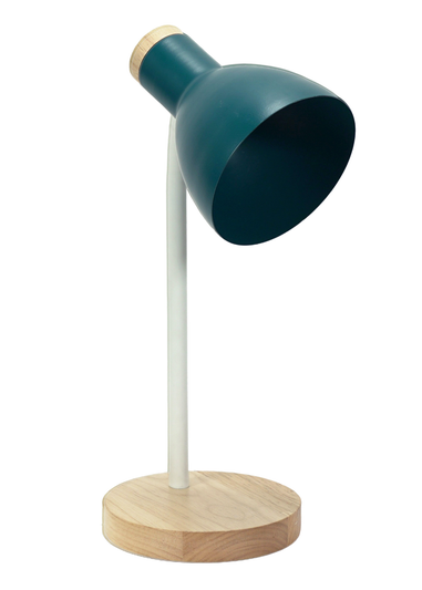 ValueLights Woody  Blue Table Lamp with Tapered Shade (36cm x 19cm x 14cm)