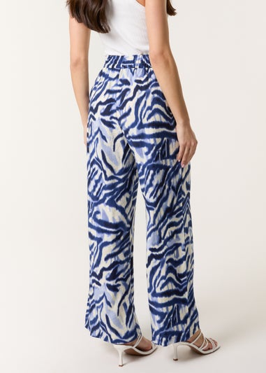 Blue Vanilla Blue Printed Elastic Trousers