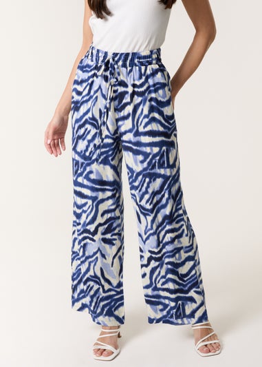 Blue Vanilla Blue Printed Elastic Trousers