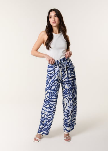 Blue Vanilla Blue Printed Elastic Trousers