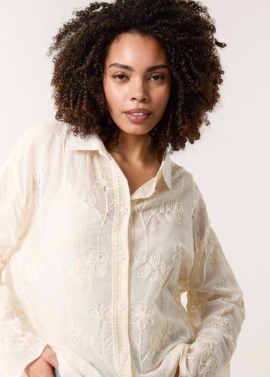 Blue Vanilla Stone Flower Print Shirt