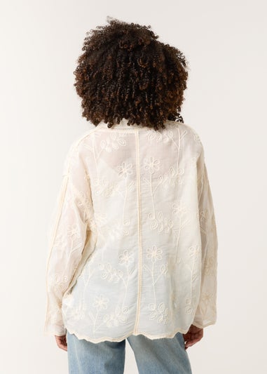 Blue Vanilla Stone Flower Print Shirt