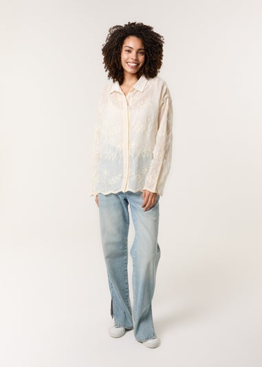 Blue Vanilla Stone Flower Print Shirt