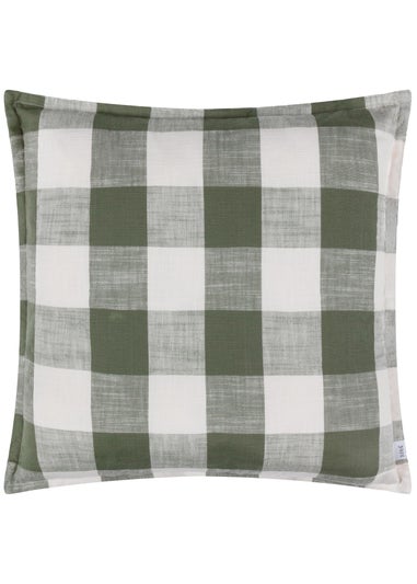 Yard Dark Green Chesil Check 100% Cotton Outdoor Outdoor Cushion