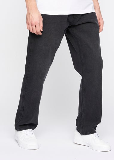 Crosshatch Black Wash Tillman Baggy Jeans
