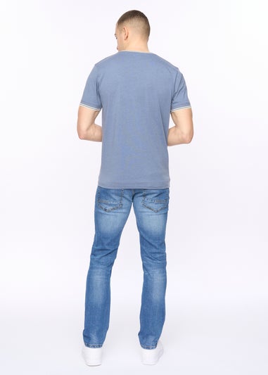 Crosshatch China Blue Marl Deuxtip T-Shirt