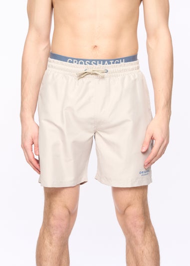 Crosshatch Light Stone Rembrandts Swim Shorts