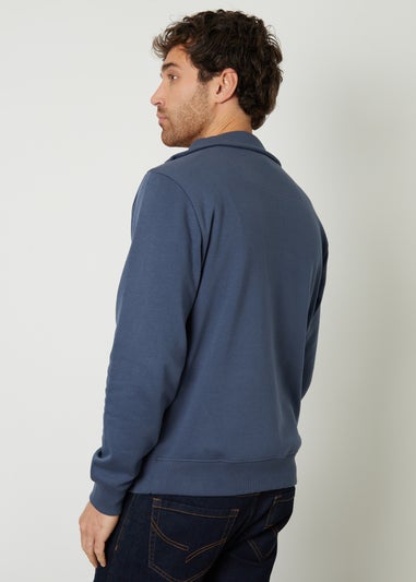 Threadbare Blue Quarter Zip Funnel Neck Sweatshirt