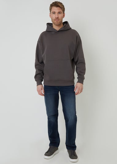 Threadbare Dark Grey Relaxed Fit Pullover Hoodie