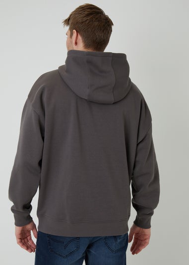 Threadbare Dark Grey Relaxed Fit Pullover Hoodie