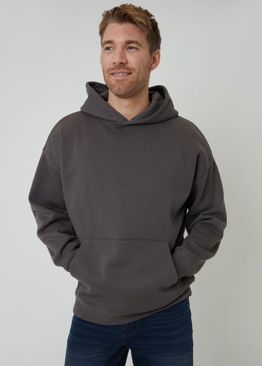 Threadbare Dark Grey Relaxed Fit Pullover Hoodie