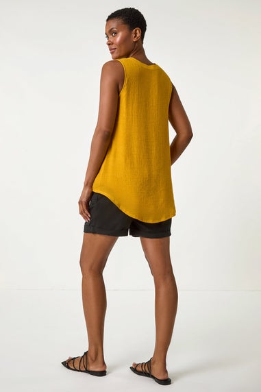 Roman Yellow Sleeveless Button Detail Vest