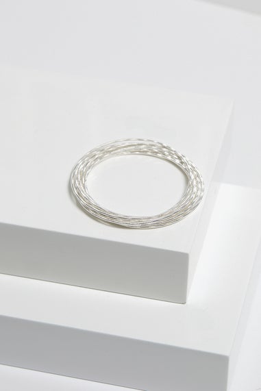 Mood Silver Ridged Polished Multi Bangles