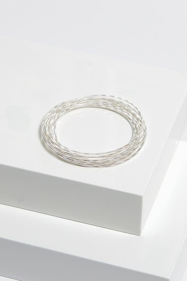 Mood Silver Ridged Polished Multi Bangles