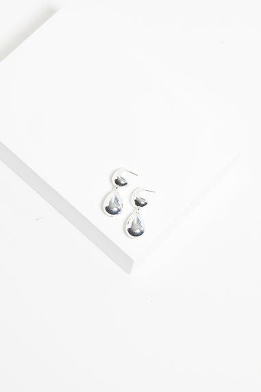 Mood Silver Polished Dome Orb Hoop Earrings