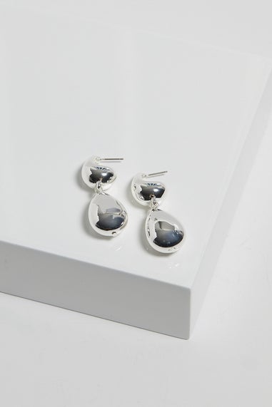 Mood Silver Polished Dome Orb Hoop Earrings