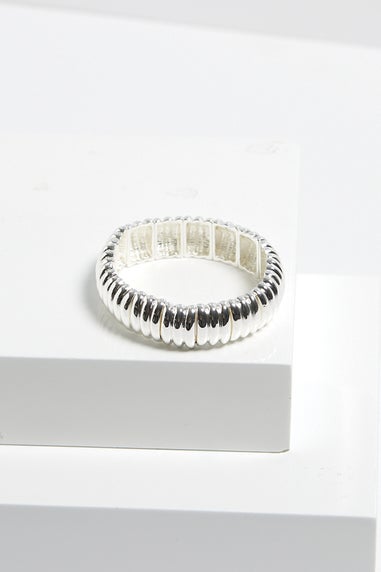 Mood Silver Ridged Stretch Bracelet