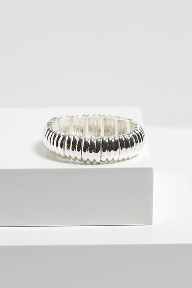 Mood Silver Ridged Stretch Bracelet