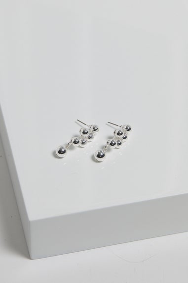 Mood Silver Polished Bubble Drop Earrings