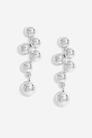 Mood Silver Polished Bubble Drop Earrings