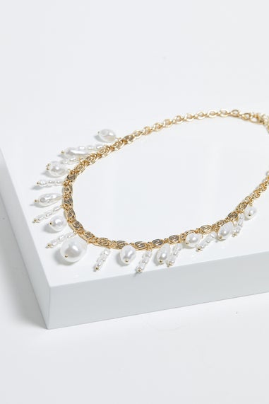 Mood Gold Cream Pearl Baroque Shaker Necklace