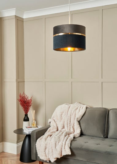 BHS Lighting Juel Velvet Easyfit Grey & Blue Shade (20cm x 30cm)