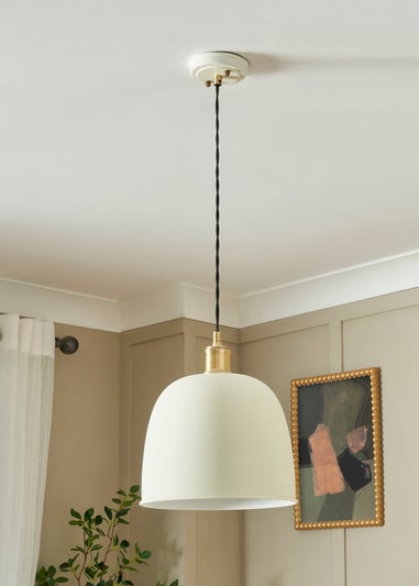 BHS Lighting Damani Ivory & Brass Ceiling 1 Light (40-130cm x 26cm)