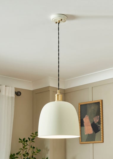 BHS Lighting Damani Ivory & Brass Ceiling 1 Light (40-130cm x 26cm)