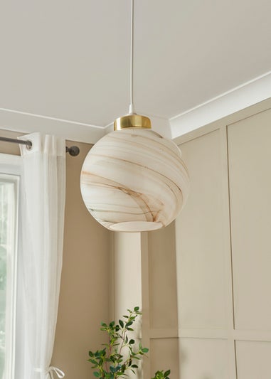 BHS Lighting Muna Marble Effect Glass Easyfit Shade (22cm x 22cm)