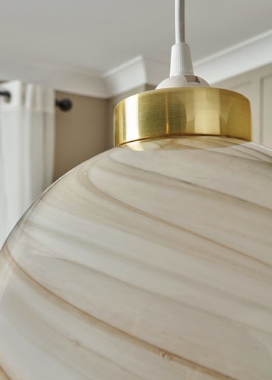 BHS Lighting Muna Marble Effect Glass Easyfit Shade (22cm x 22cm)