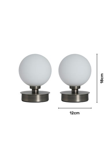 BHS Lighting Tobey Touch Table Lamp PAIR Pewter (18cm x 12cm)