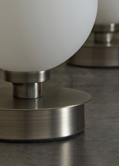 BHS Lighting Tobey Touch Table Lamp PAIR Pewter (18cm x 12cm)