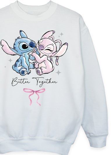 Disney Lilo & Stitch Better Together Girls White Graphic Sweatshirt (3-13 Years)
