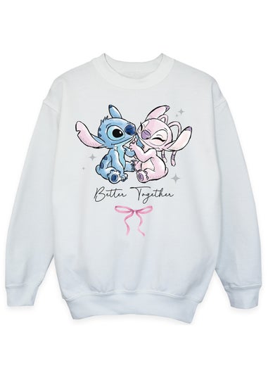 Disney Lilo & Stitch Better Together Girls White Graphic Sweatshirt (3-13 Years)