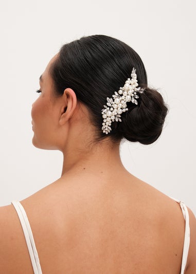 Jon Richard Silver Plated Pearl & Leaf Hair Comb